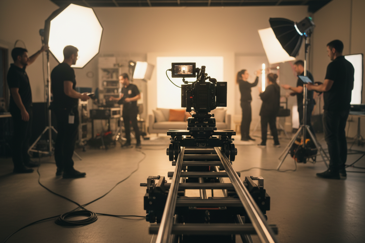 轨道摄影拍摄的现场画面包括轨道在内