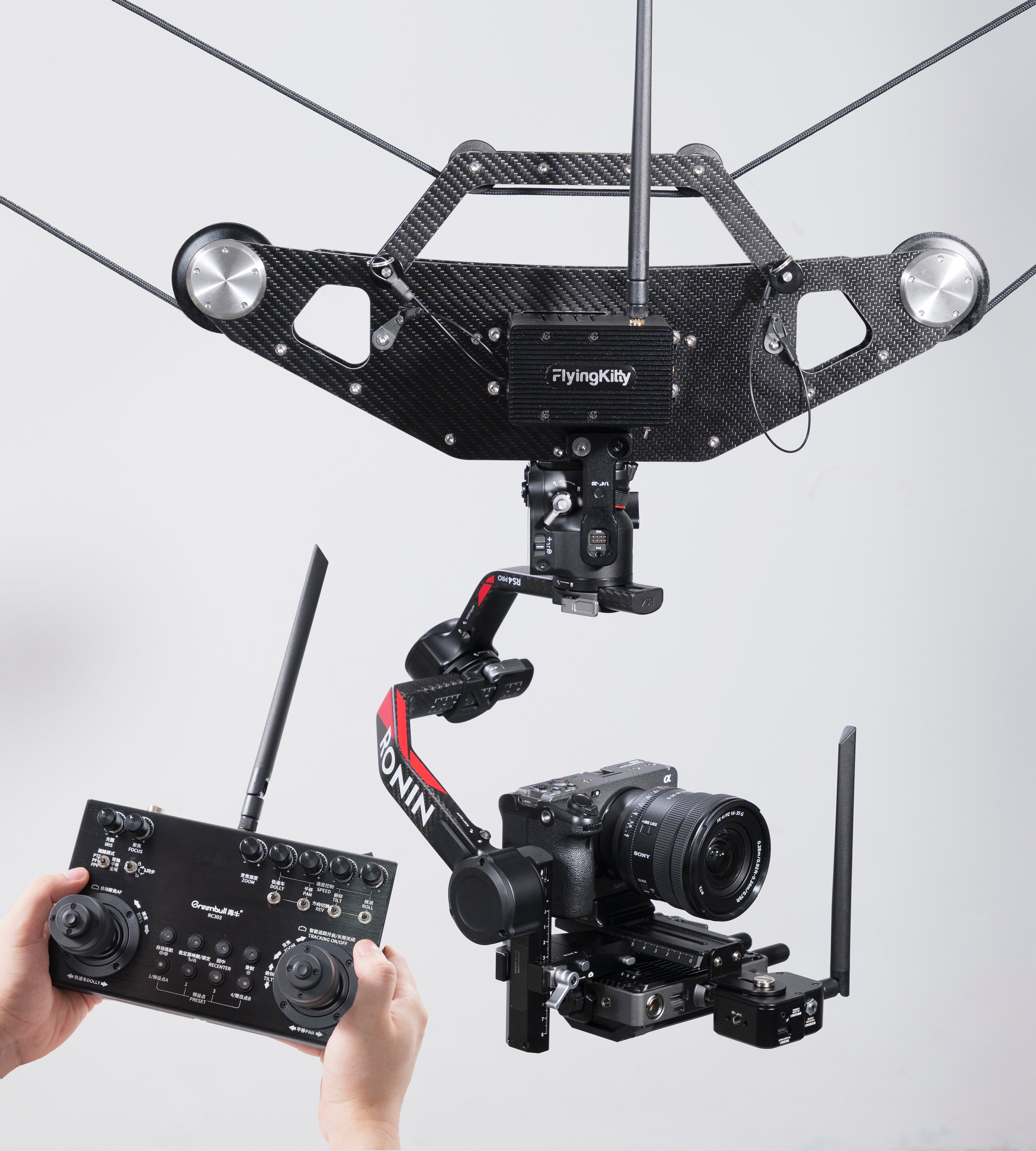 Greenbull flycam shooting systems cable spidercam FM6MAX version payload 6kg cablecam.